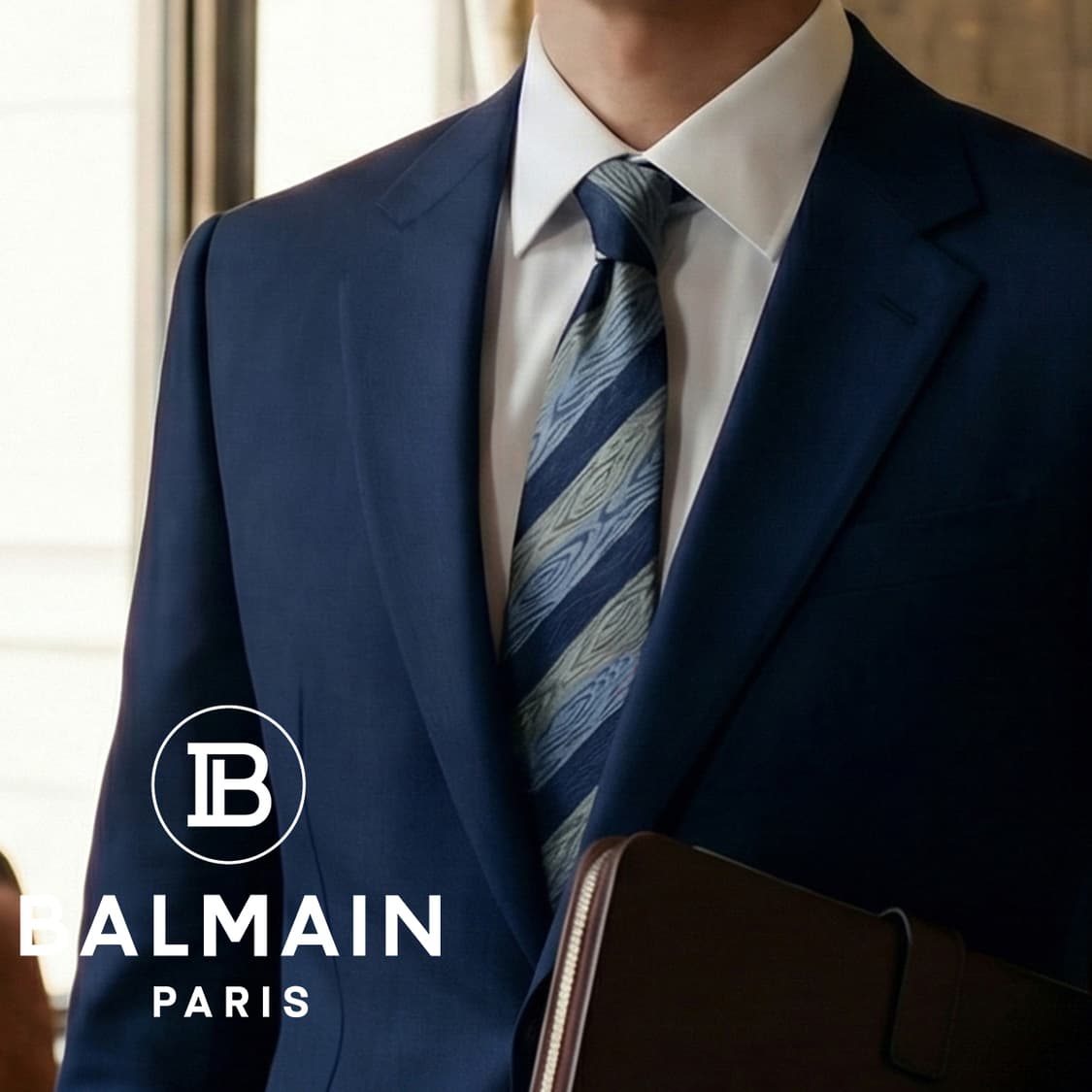 발망 실크 네이비 스트라이프 넥타이 8.1cm A~B등급  K1408
 상품이미지1