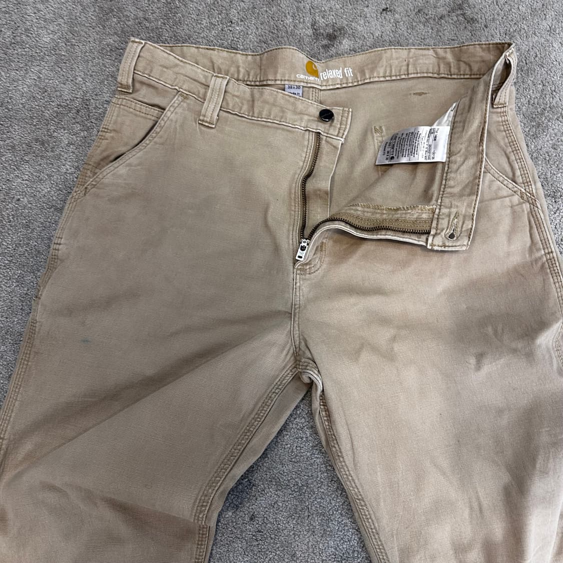칼하트 라이트 베이지 코튼 카펜터 워크 팬츠(38) 상품이미지4