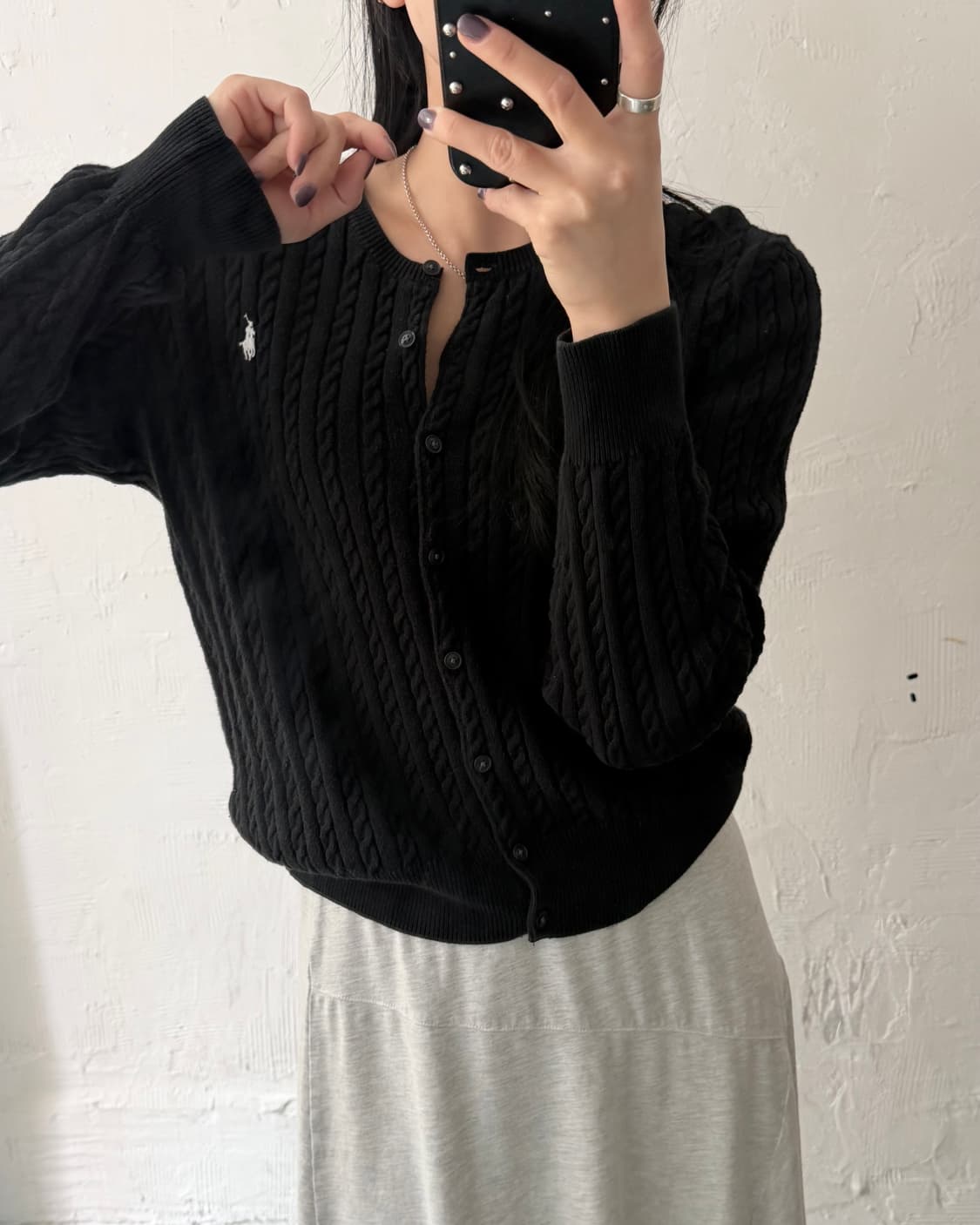 Polo 폴로 랄프로렌 QR신형 블랙컬러 케이블 걸즈 가디건 상품이미지5