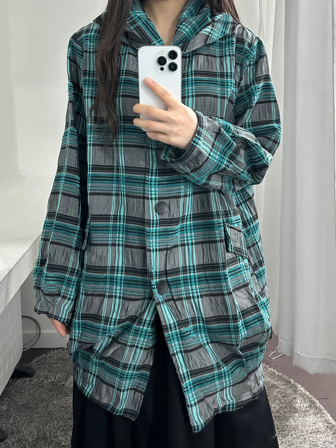 mint check hood jacket 상품이미지2