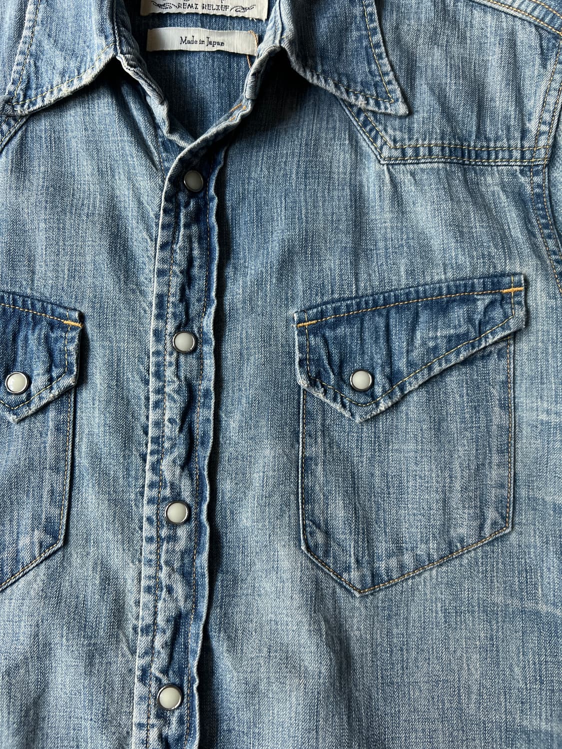 [M]레미릴리프 재팬메이드 빈티지 워싱 버튼다운 데님 웨스턴 셔츠 상품이미지4