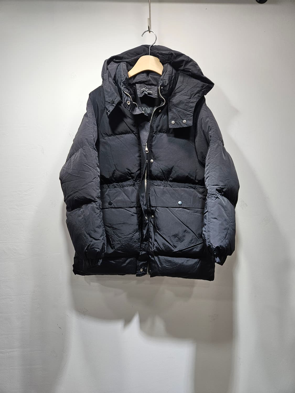 플라스틱아일랜드 블랙 후드 패딩 점퍼 Free  상품이미지1