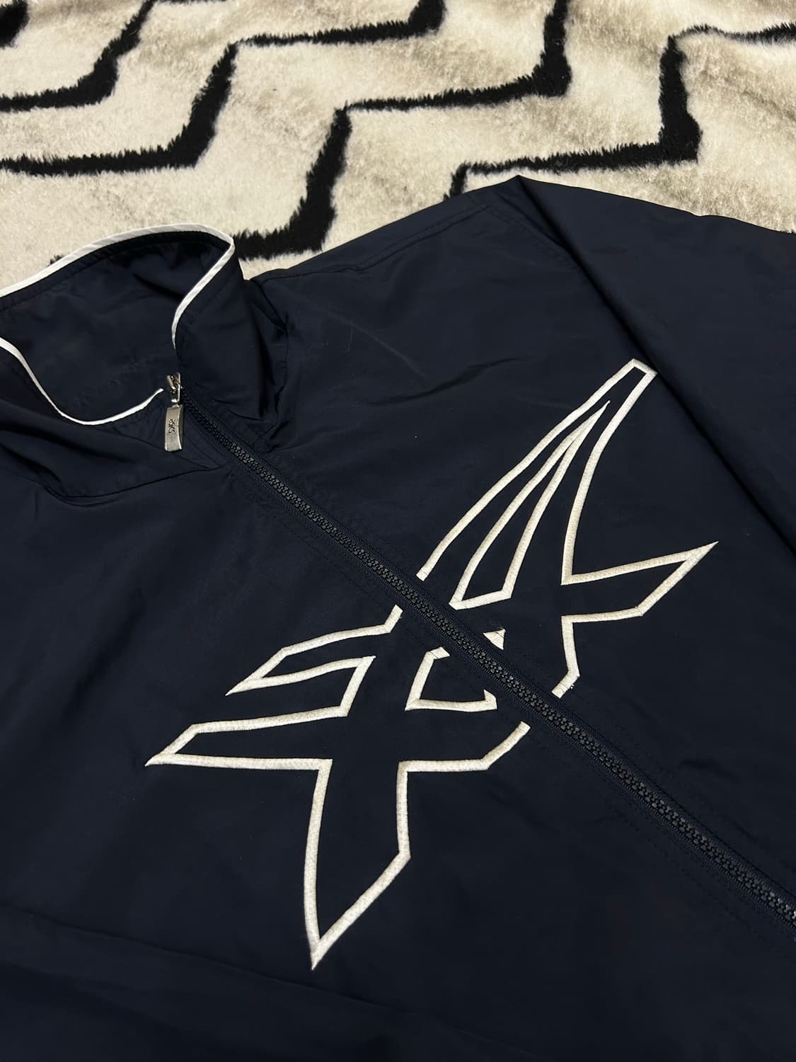 [XL]아식스 90s 올드스쿨 자수로고 바람막이/네이비 상품이미지1