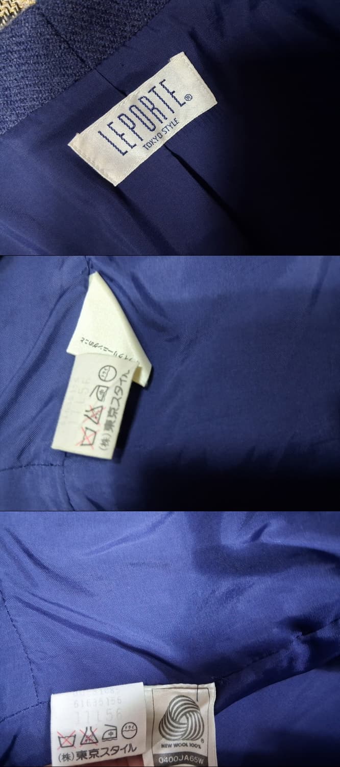 일본구제 LEPORTE BLUE 청색 모직 숏쟈켓 레트로 가오리핏 통66 상품이미지8