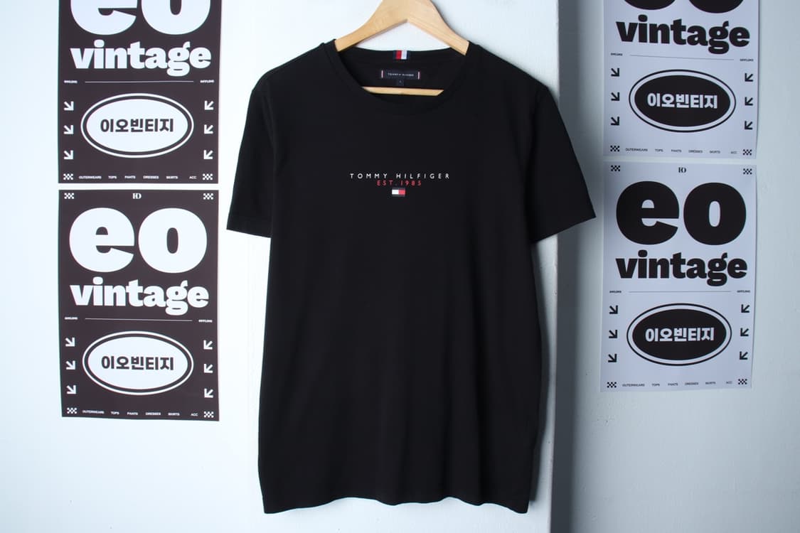 (L-XL) 타미힐피거 반팔 티셔츠 스몰로고 블랙 올드스쿨-H31961 상품이미지2