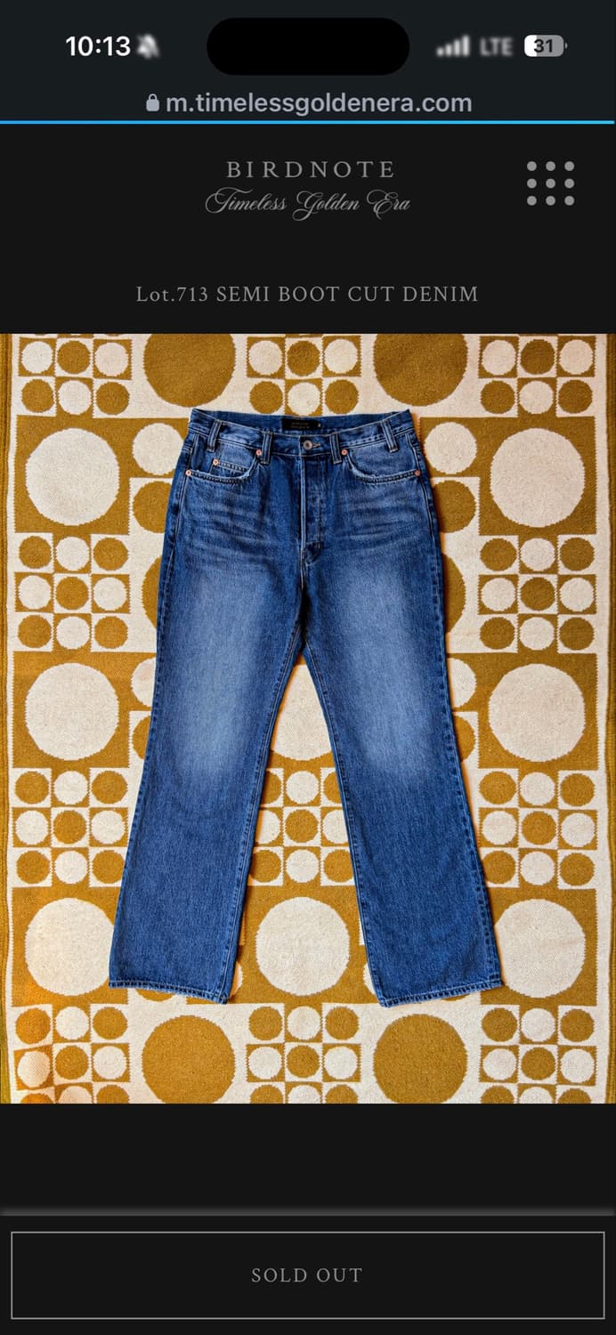 Birdnote Lot.713 SEMI BOOT CUT DENIM 상품이미지1