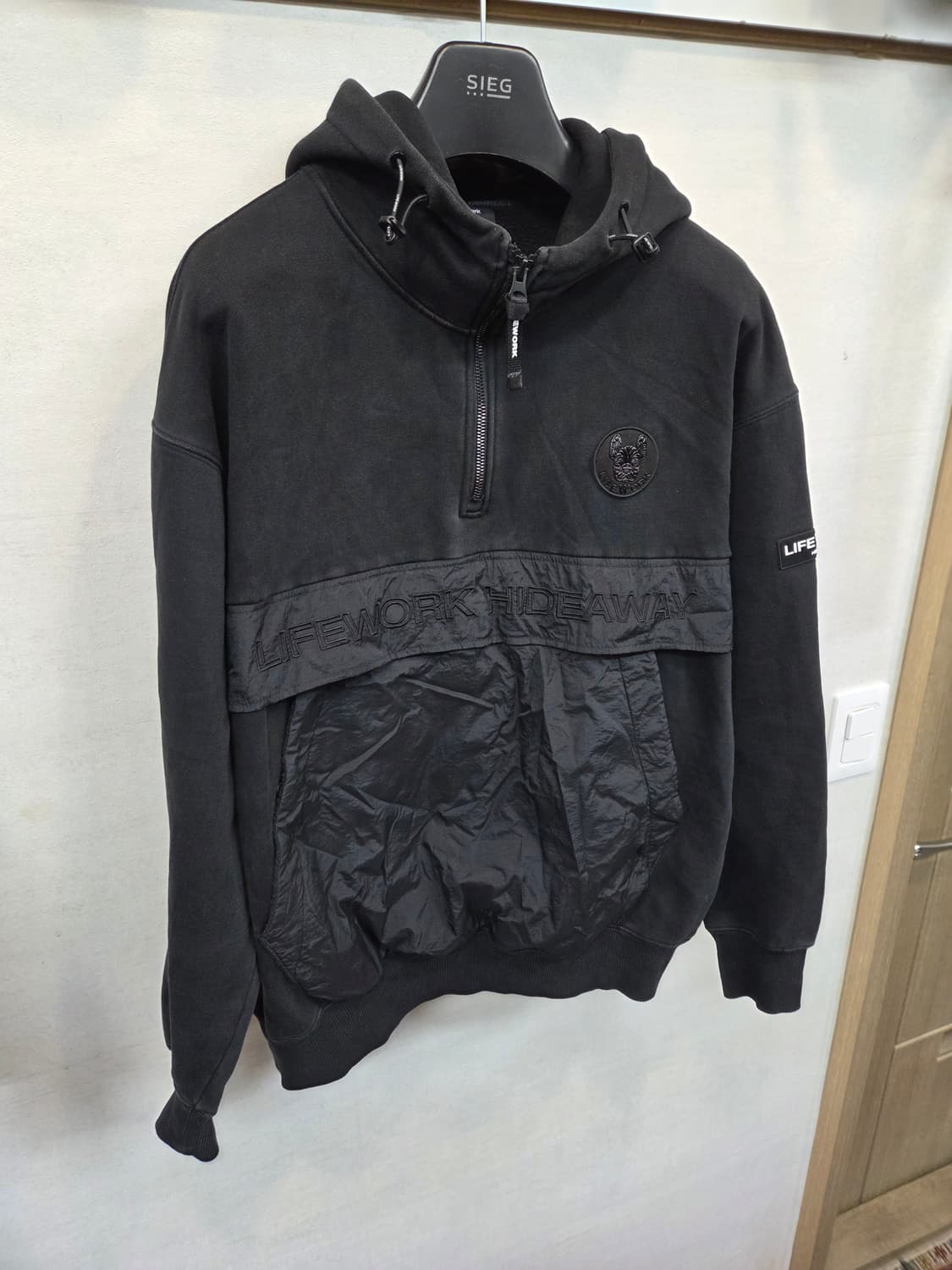 라이프워크 우븐패치 하프집업 기모 후드티 L 상품이미지5