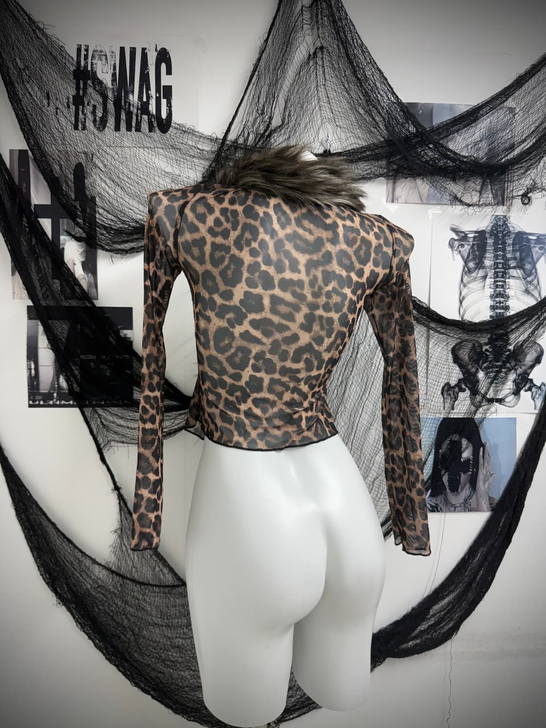 Leopard fur seethrough cardigan 상품이미지5