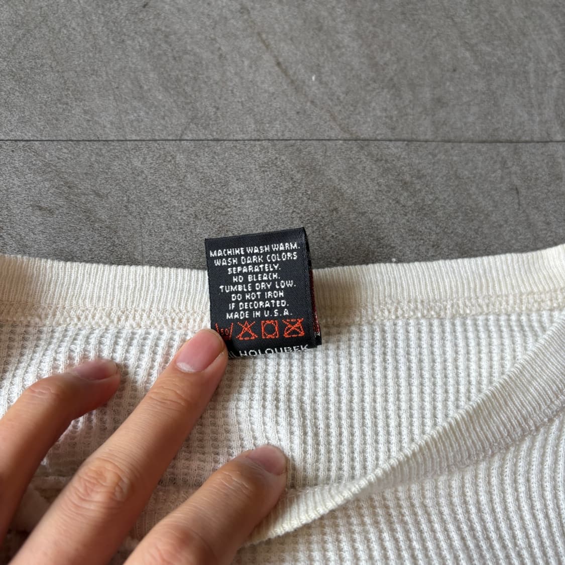 00년대 미국 생산 할리데이비슨 롱슬리브 아이보리 와플 티셔츠 상품이미지6