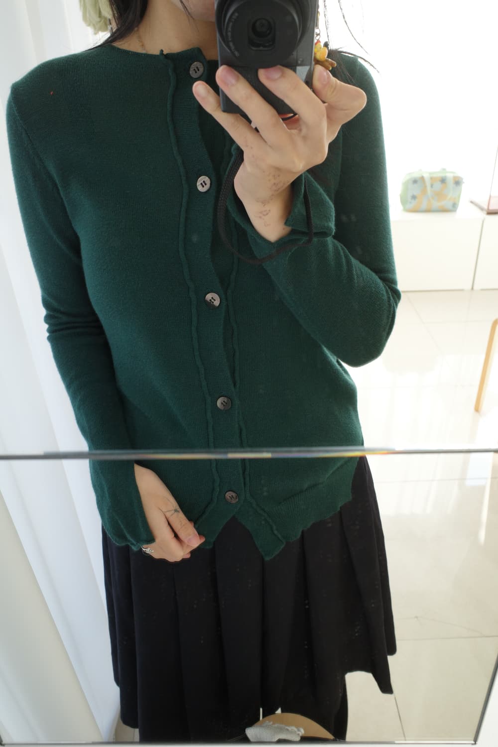 Green glitter stripe layered cardigan 상품이미지1