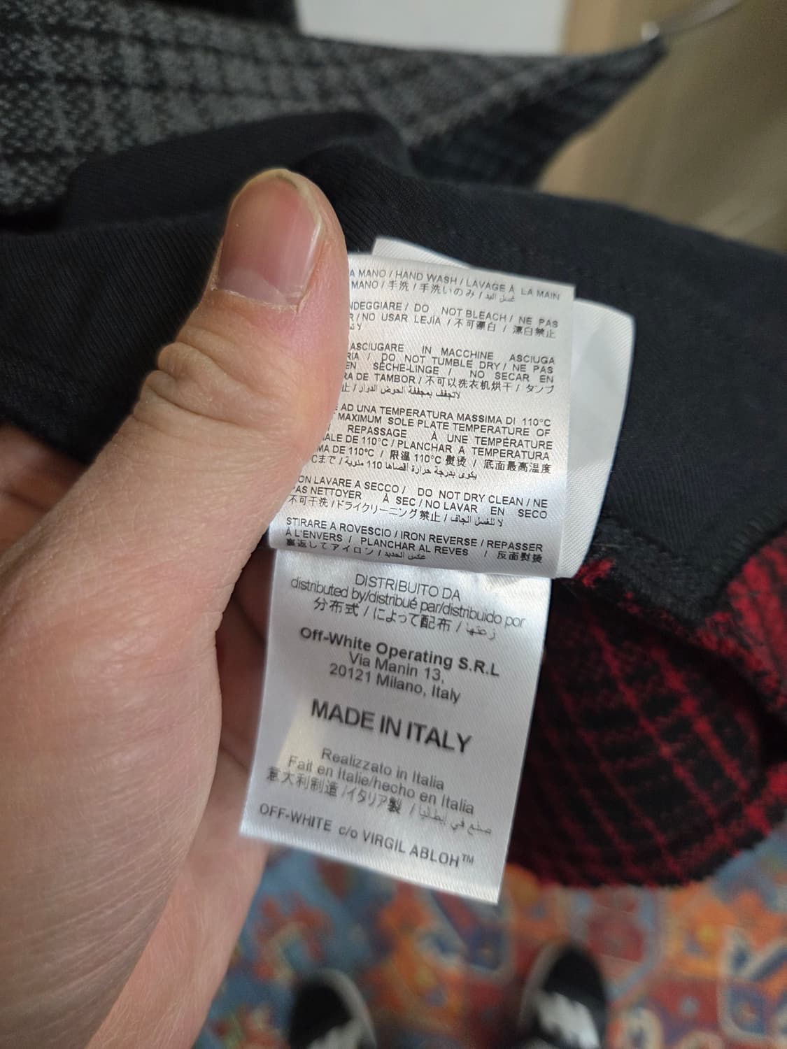 오프화이트 패치워크 플란넬 울 체크 셔츠자켓 L 상품이미지7