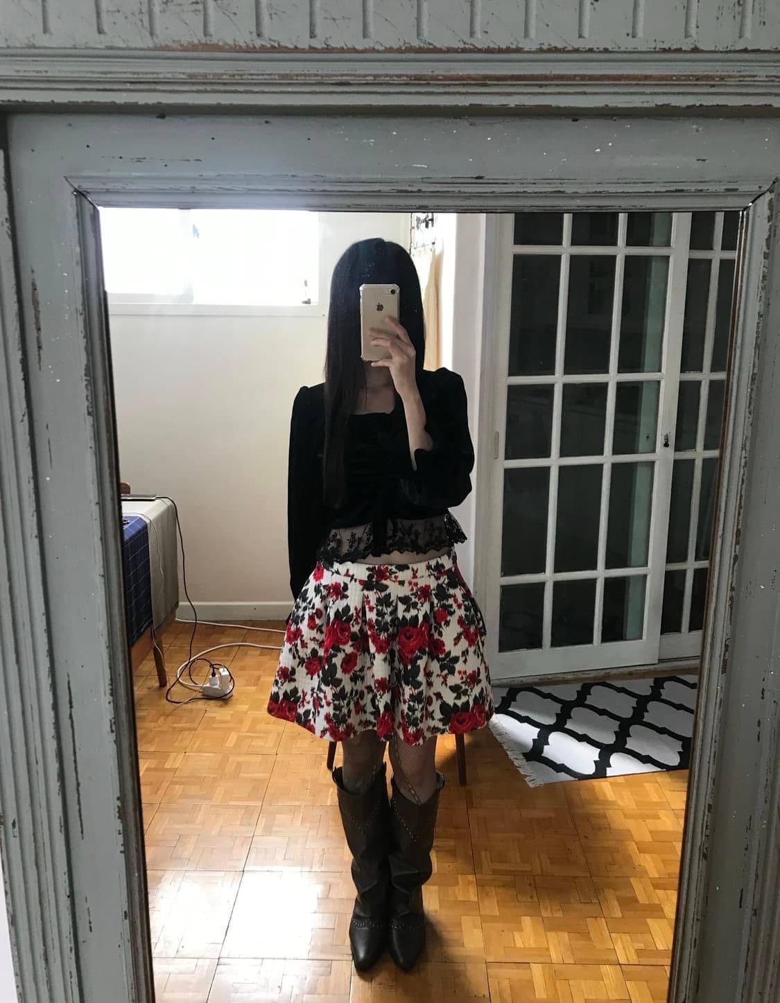 vintage velvet lace top 상품이미지3