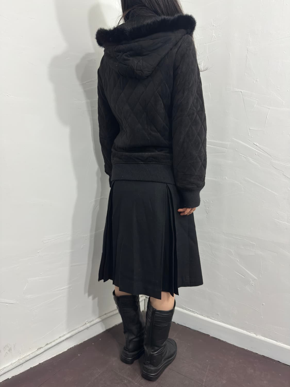 fur hood button jacket 상품이미지5