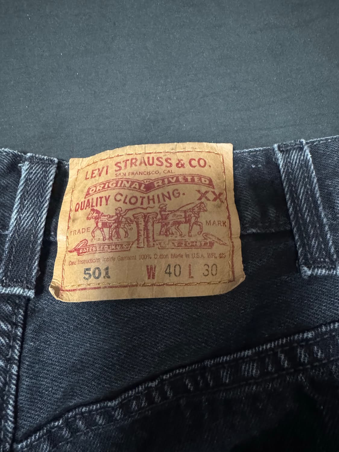 90s USA 리바이스 빈티지 흑청 블랙 레드탭 W40 L30 상품이미지4