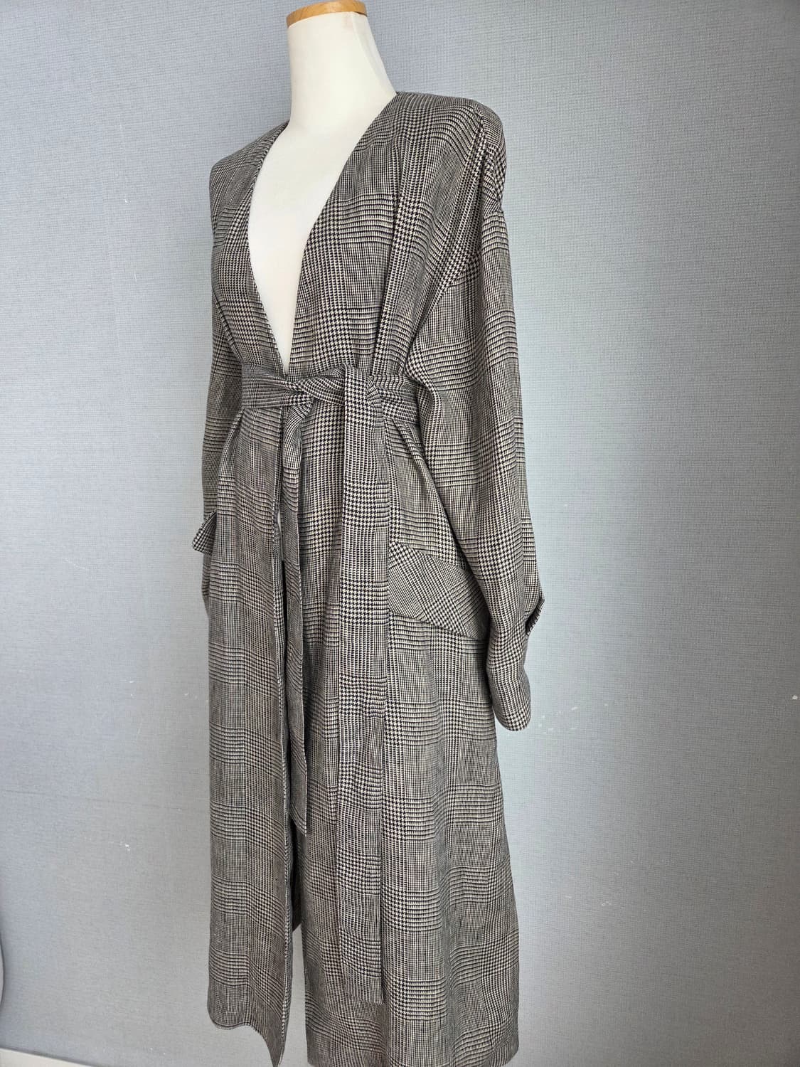 베네통 마 체크 롱코트 상품이미지4