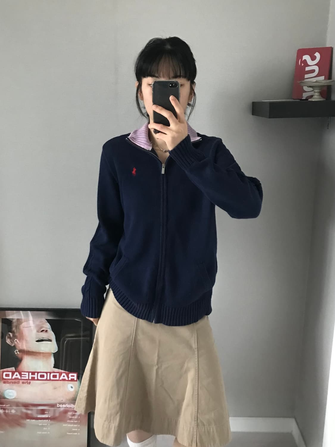 폴로 랄프로렌 포니 로고 네이비 니트 집업 상품이미지3