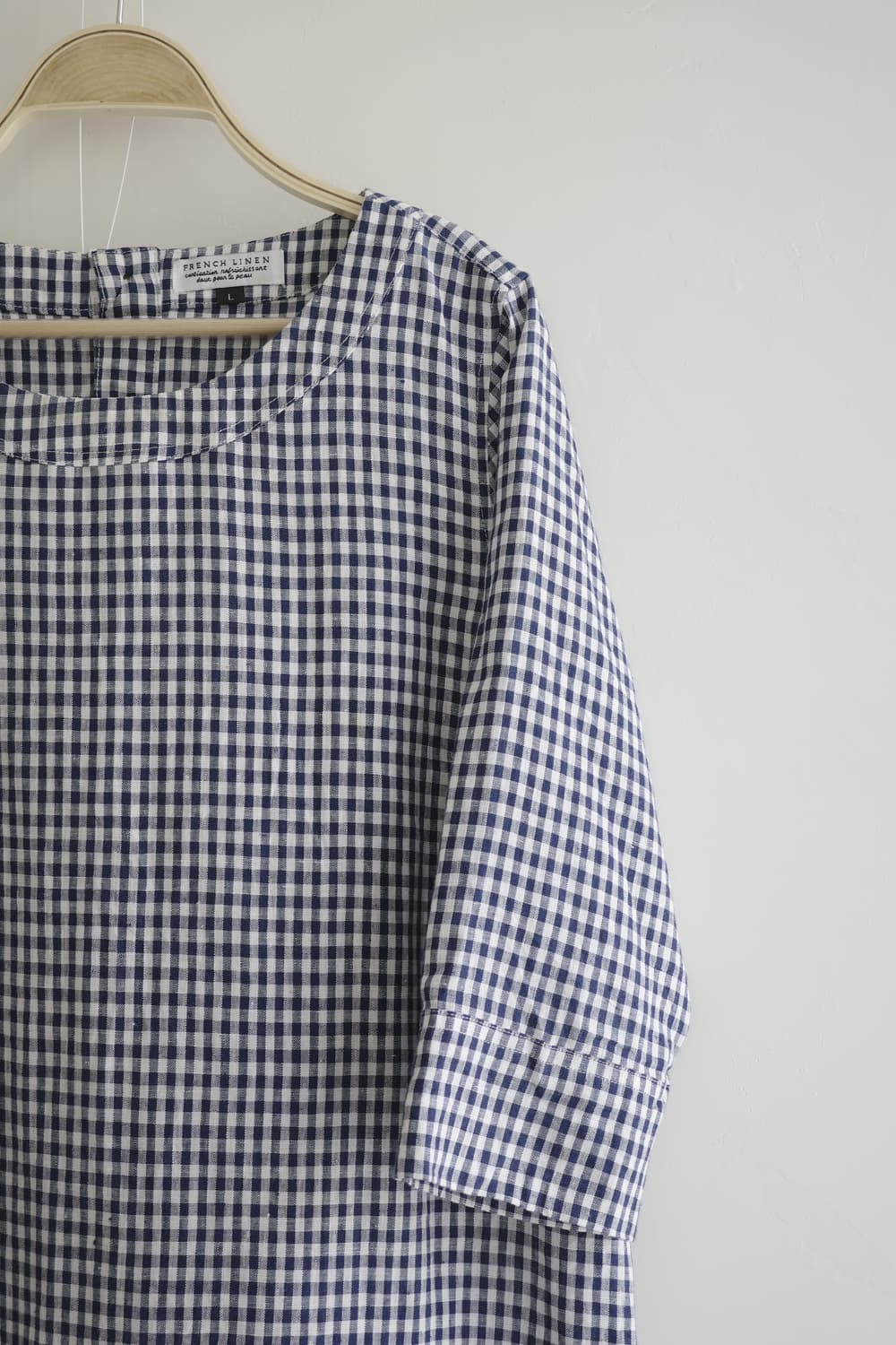 FRENCH LINEN 네이비 체크 원피스 상품이미지4