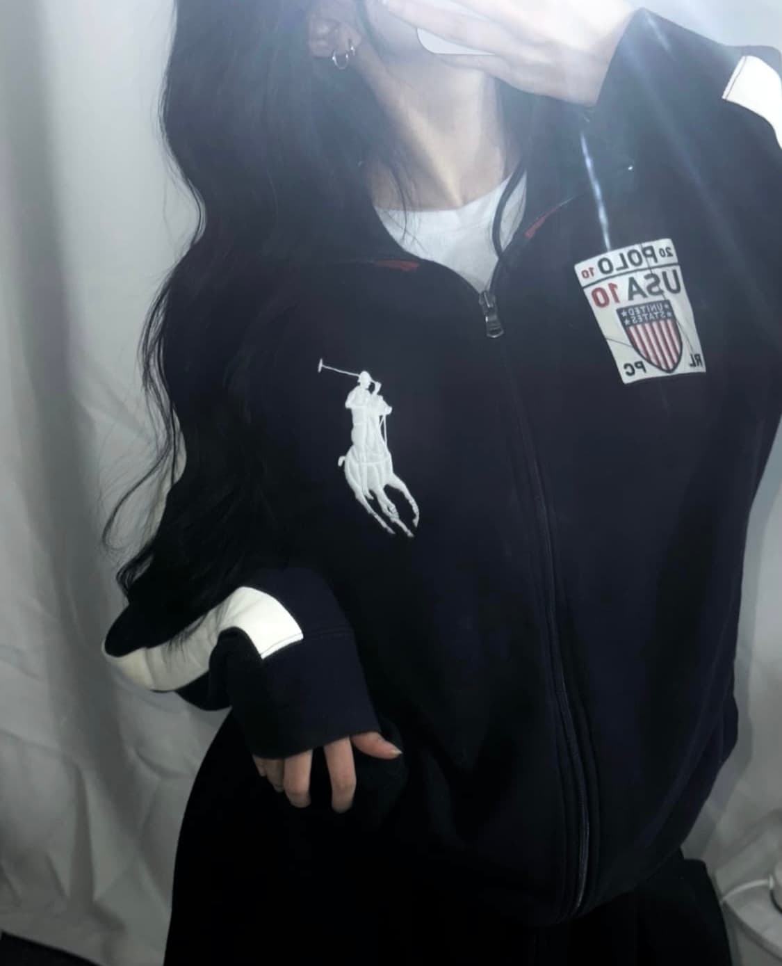 🐰폴로 랄프로렌 빅포니 성조기 usa 딥네이비 코튼 집업 저렴🪽🤍 상품이미지1