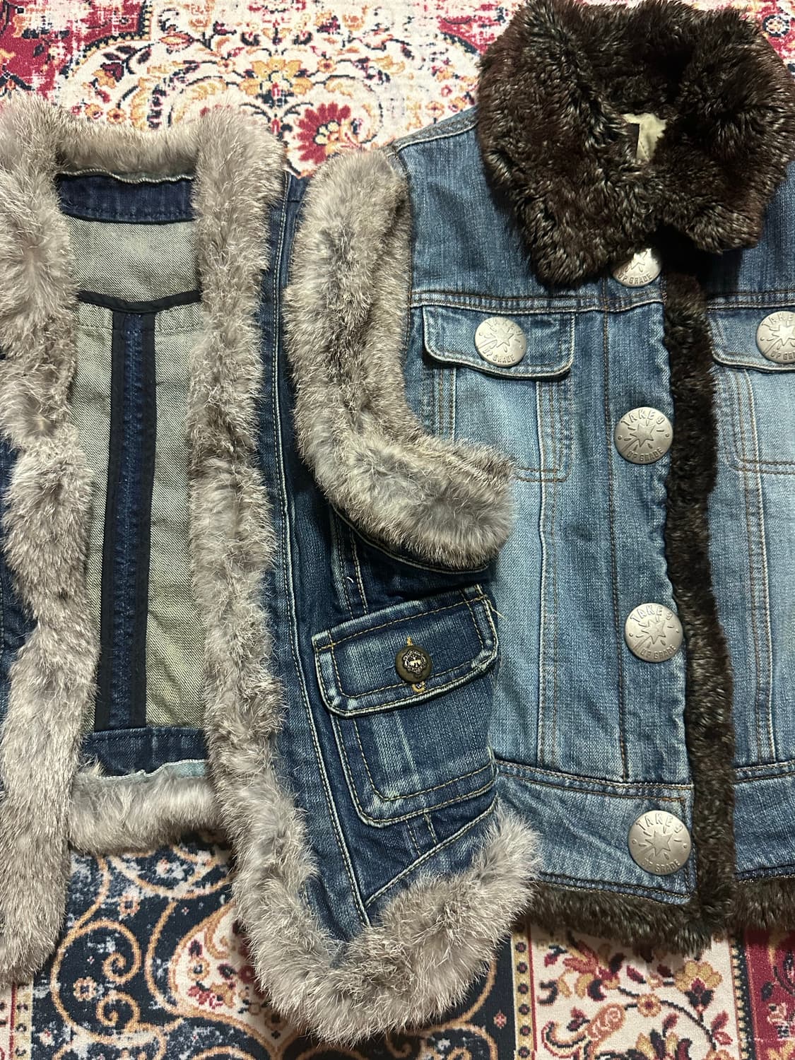 데님 퍼 베스트 (아이브 리즈느낌 상품이미지1