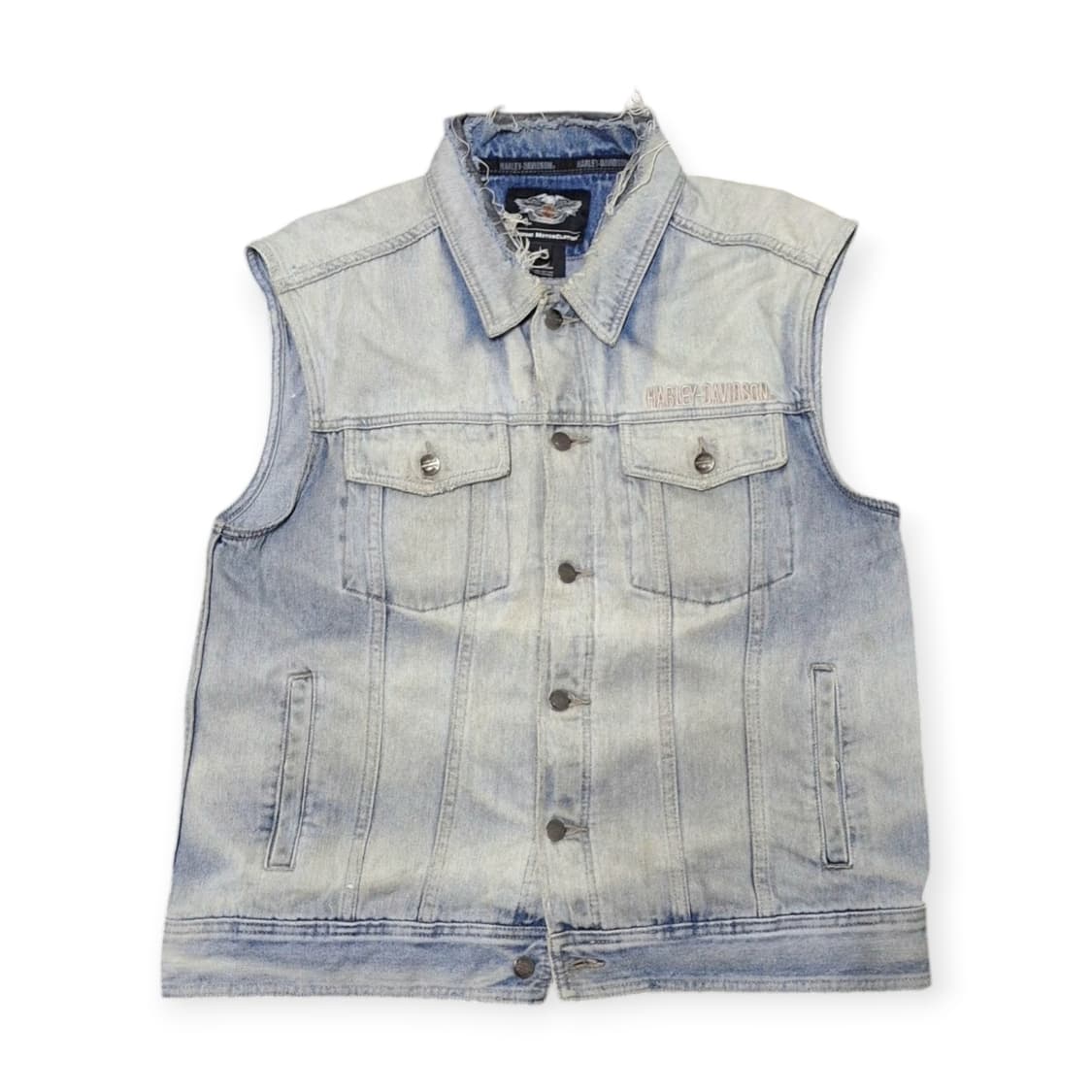 L)할리데이비슨 모터사이클 데님 조끼 청조끼 빅로고 자수패치 상품이미지3