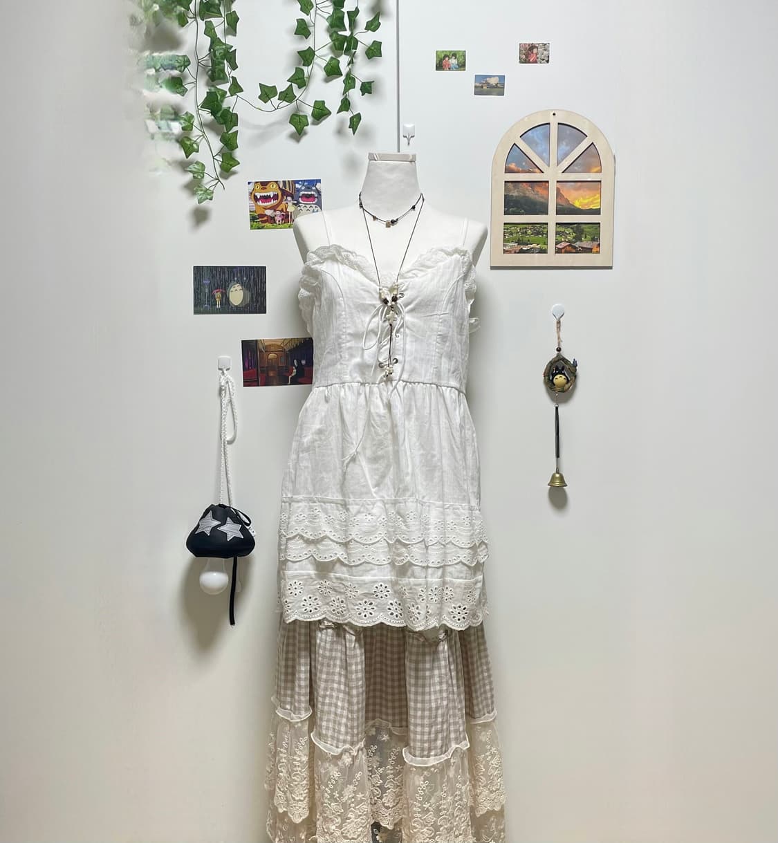 펀칭 나시 세트 #모리걸 #모리걸세트 #잔꽃 #펀칭 #레이스 #롱스커트 상품이미지2