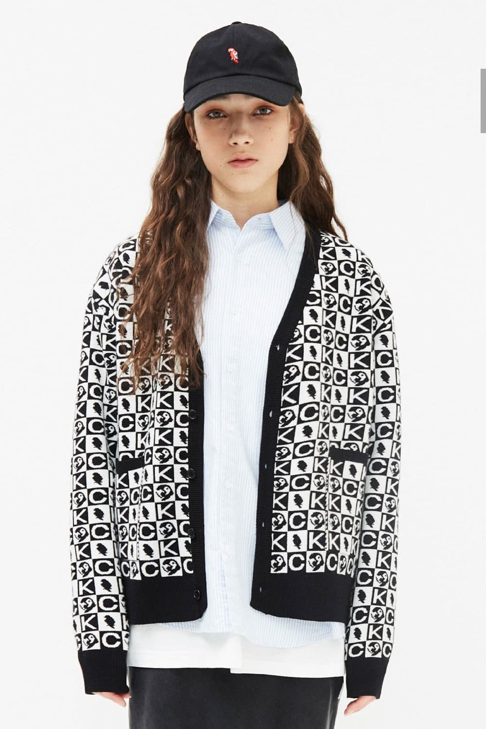 칸코 패턴 가디건 블랙 1사이즈 상품이미지3