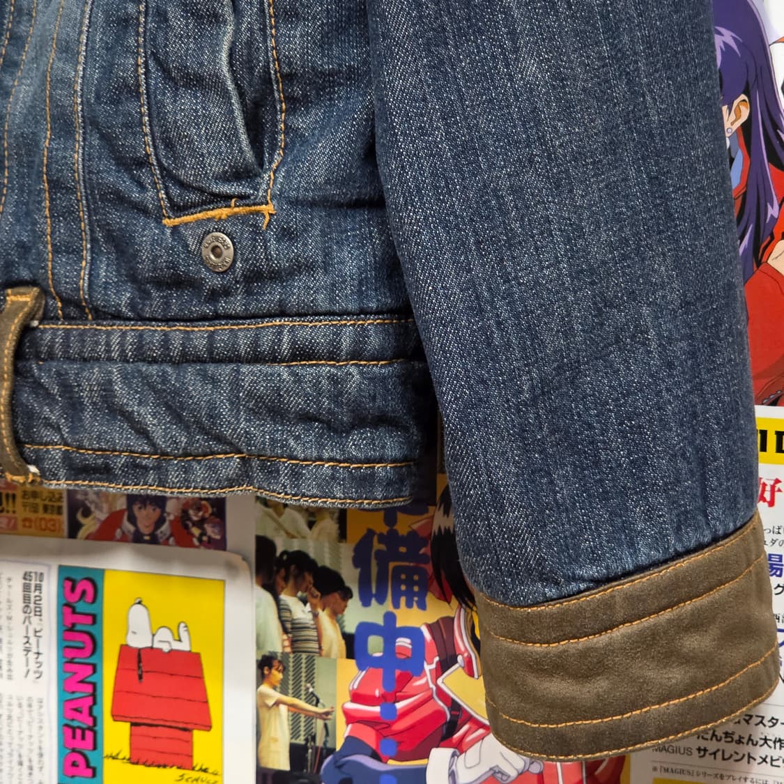 빈티지 견장 카키 배색 쉐르파 데님 자켓 상품이미지5