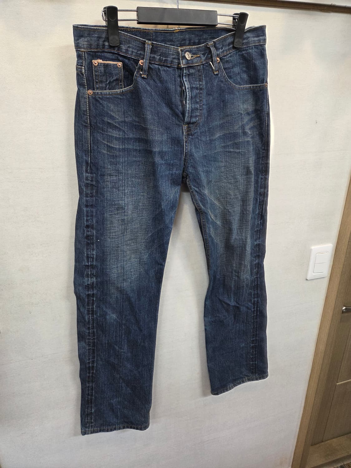 빈티지 제임스 카우보이 가죽패치 포켓 데님팬츠 대략 32 상품이미지4