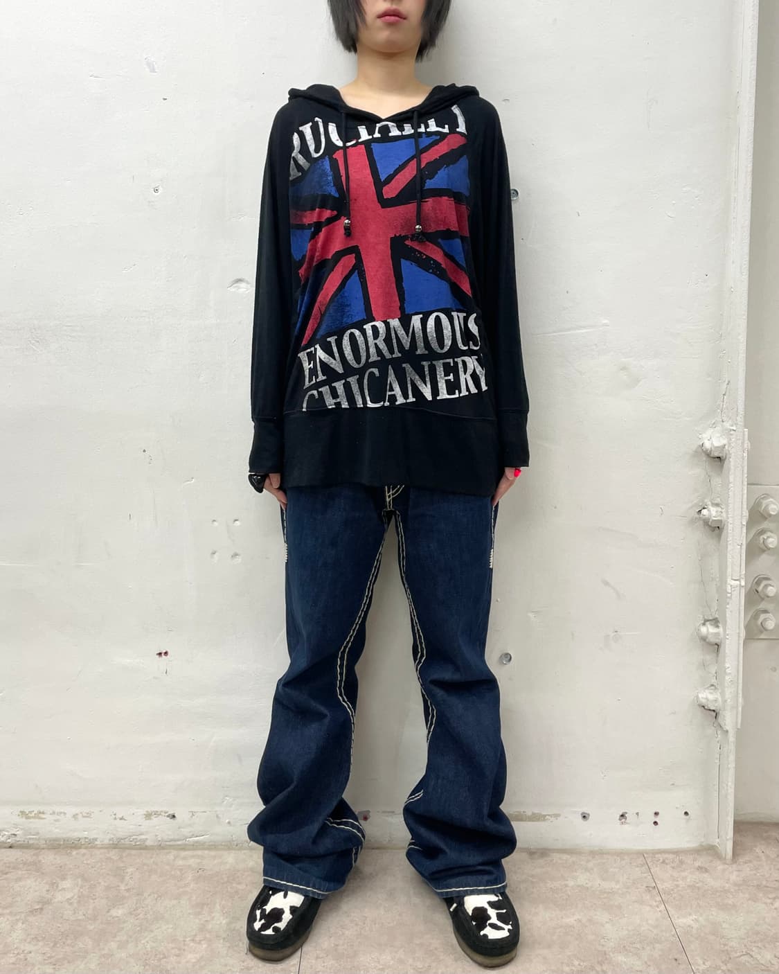 American flag rough black hoodie  상품이미지4