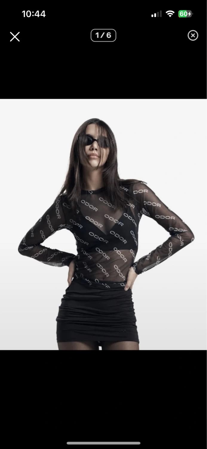  ODOR signature mesh top in black 상품이미지1