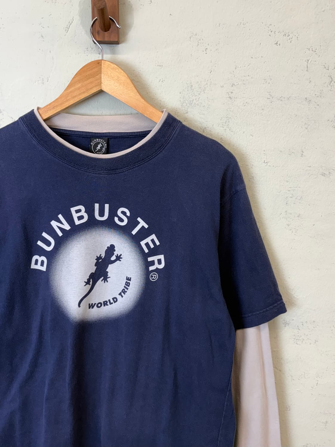 Bunbuster JPN 빈티지 레이어드 긴팔 티셔츠 네이비 상품이미지3