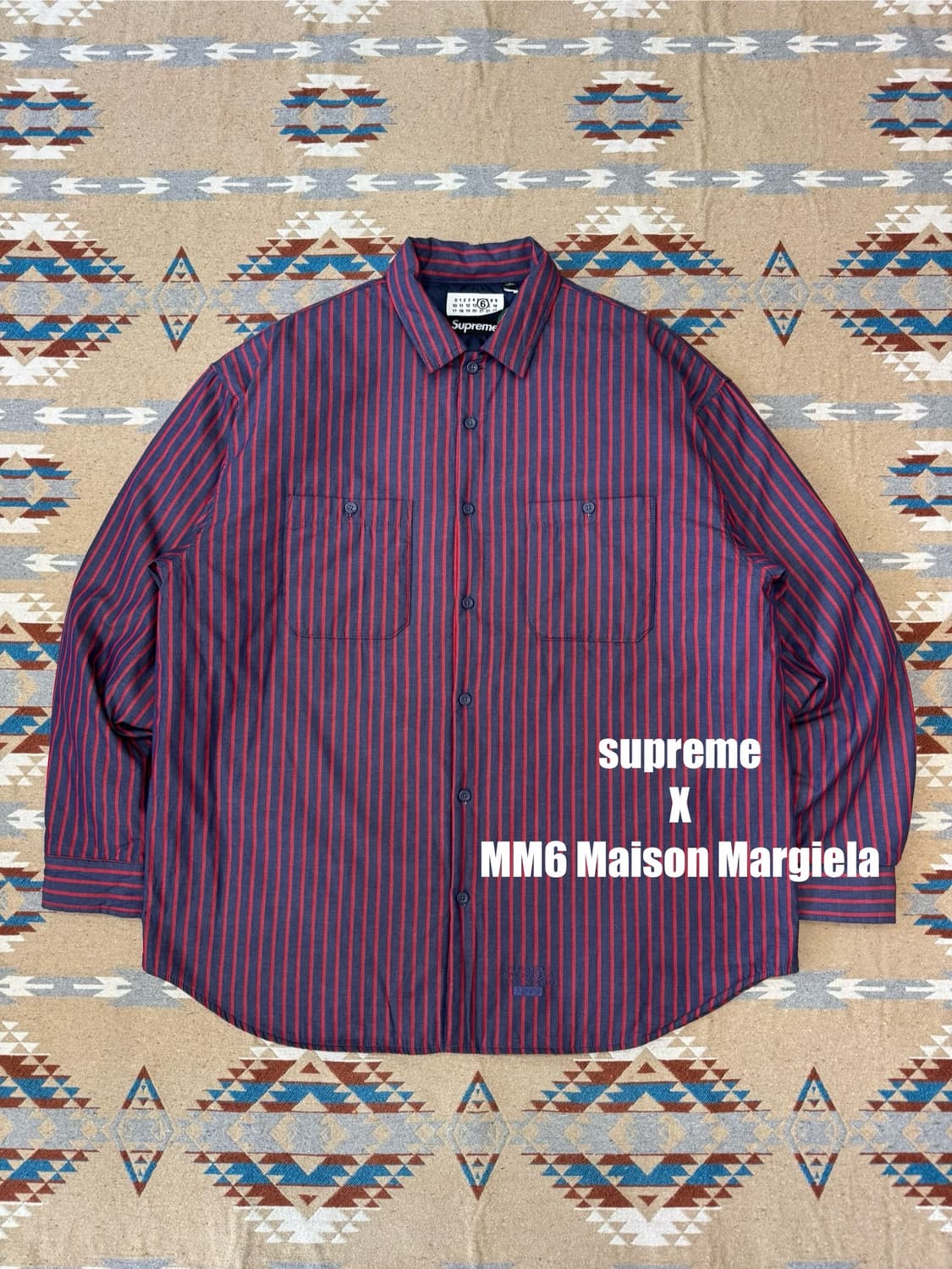 [L] 슈프림 x MM6 메종 마르지엘라 패디드 셔츠 스트라이프 상품이미지1