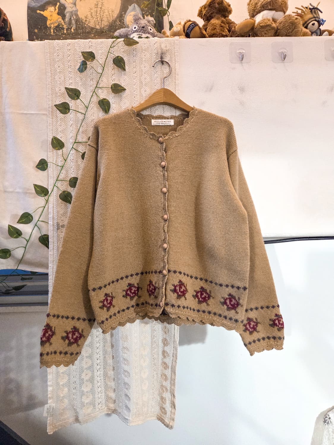 꽃 포인트 울 가디건 상품이미지1