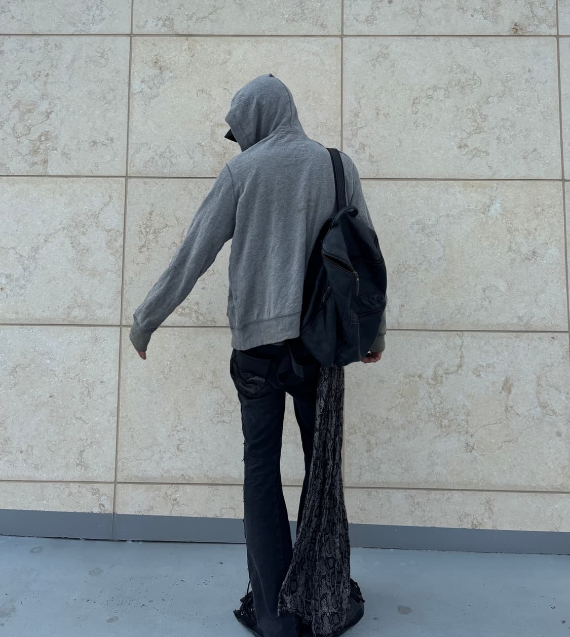 “Vintage”Y2K Print Grey Hooded Zip Up 상품이미지3