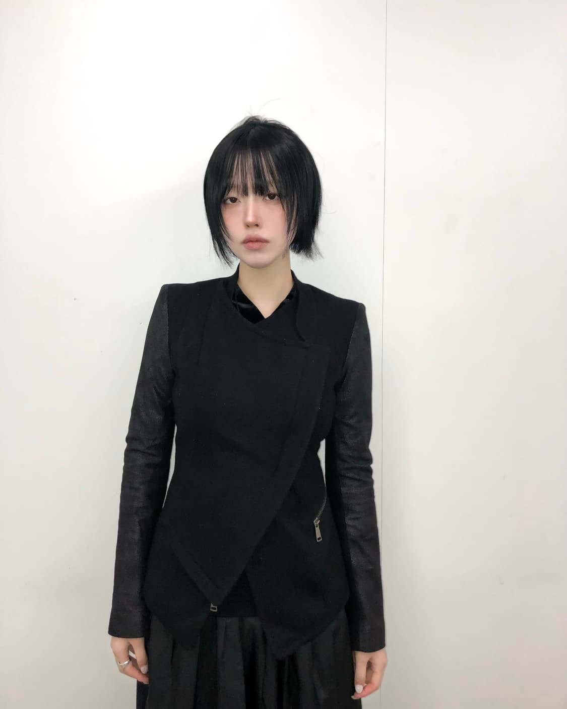 블랙 울 레더 자켓 상품이미지1