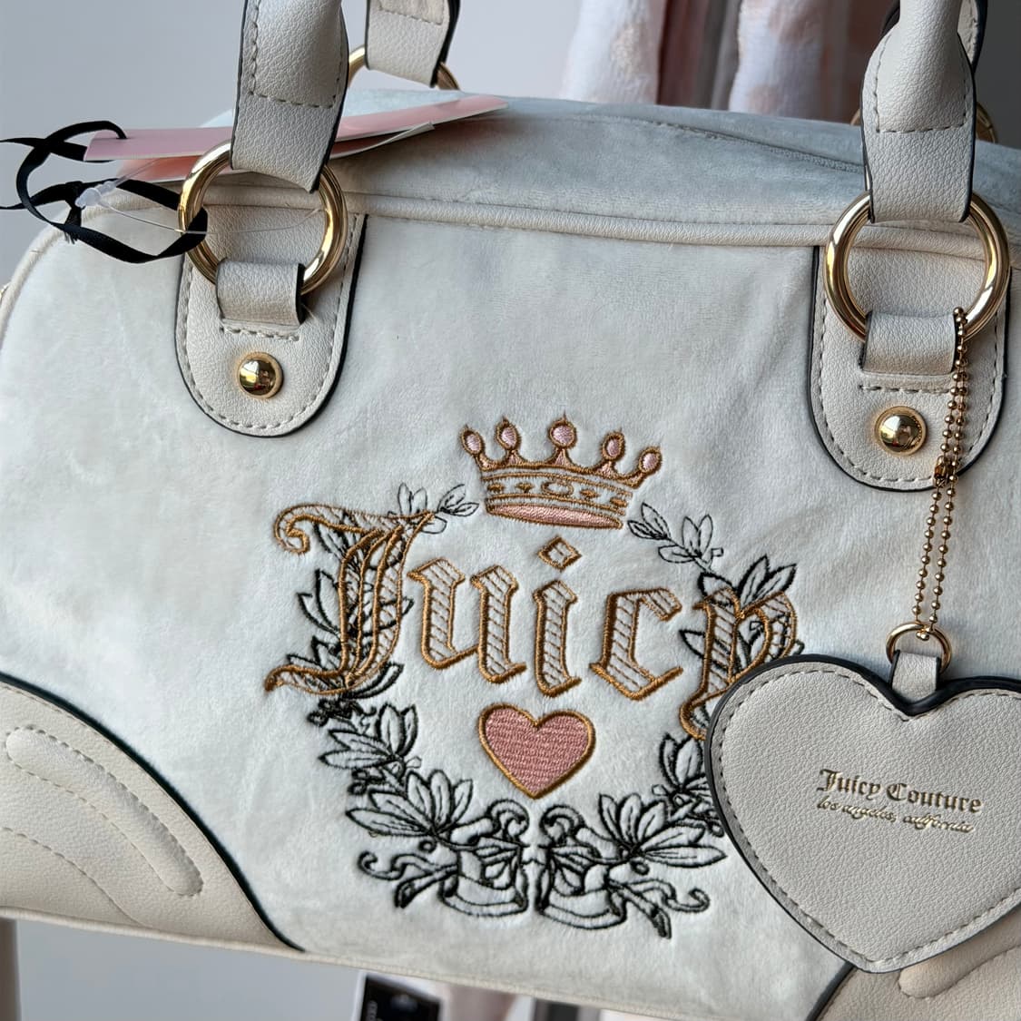 쥬시꾸뛰르 대장템 아이보리 벨벳 핸드백 크로스백 2way 상품이미지2