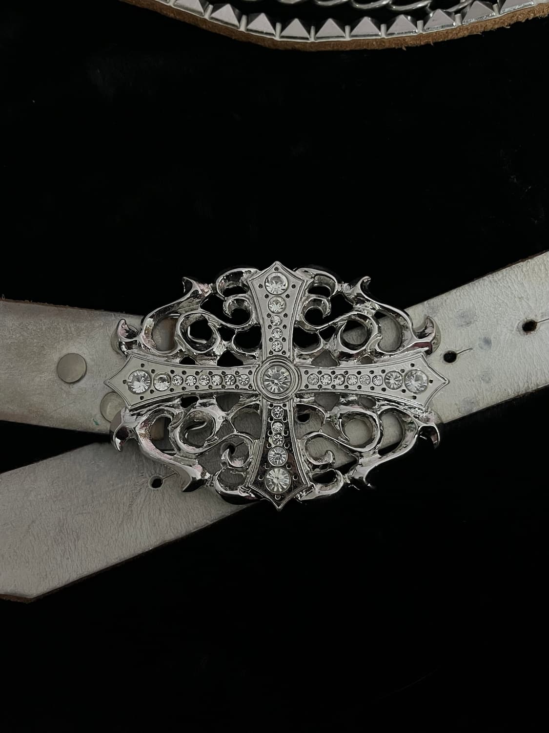 화이트 십자가 가죽 벨트 빈티지 일브 일본빈티지 상품이미지2