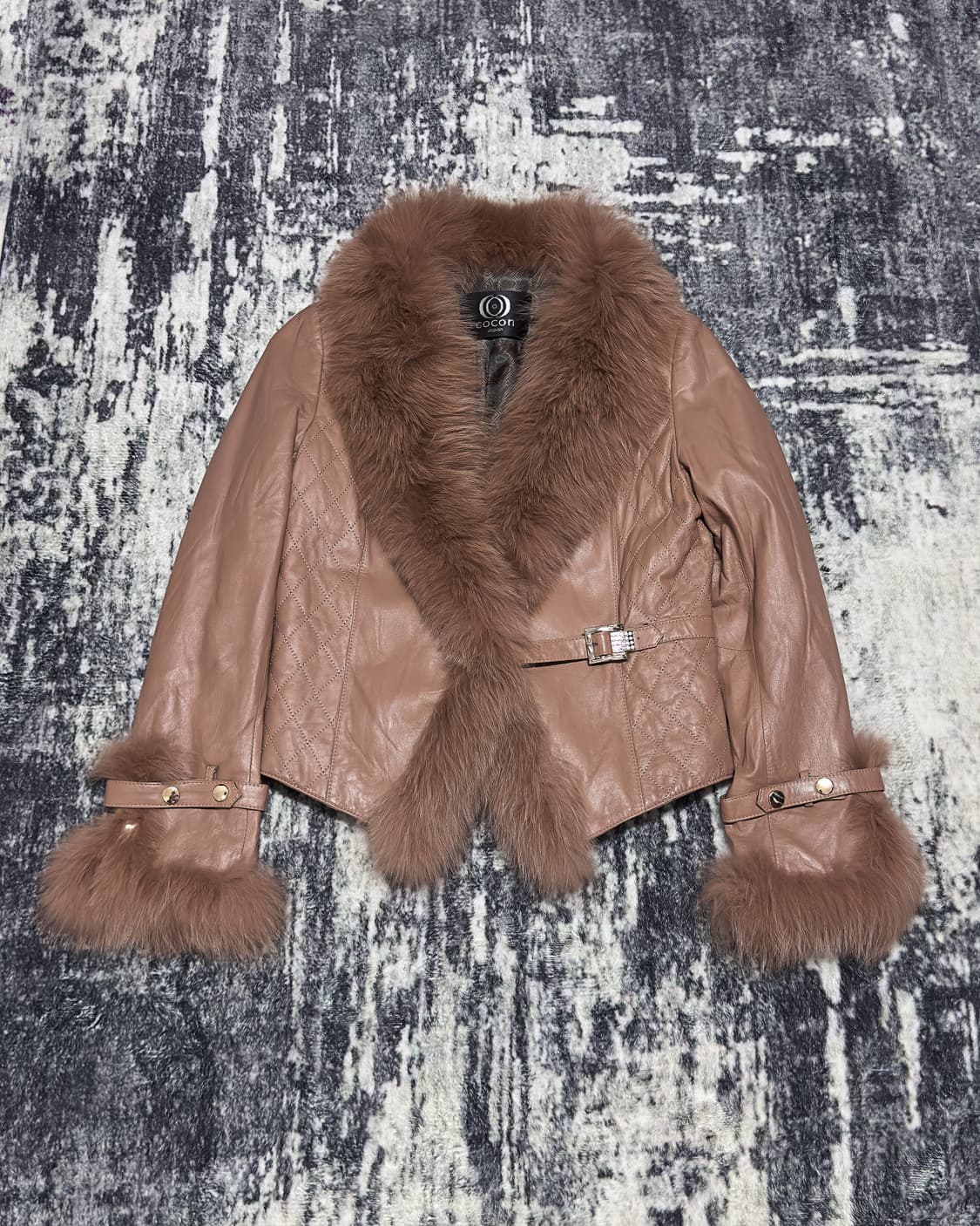 {Unknown} Rabbit Fur Leather Jacket 상품이미지2