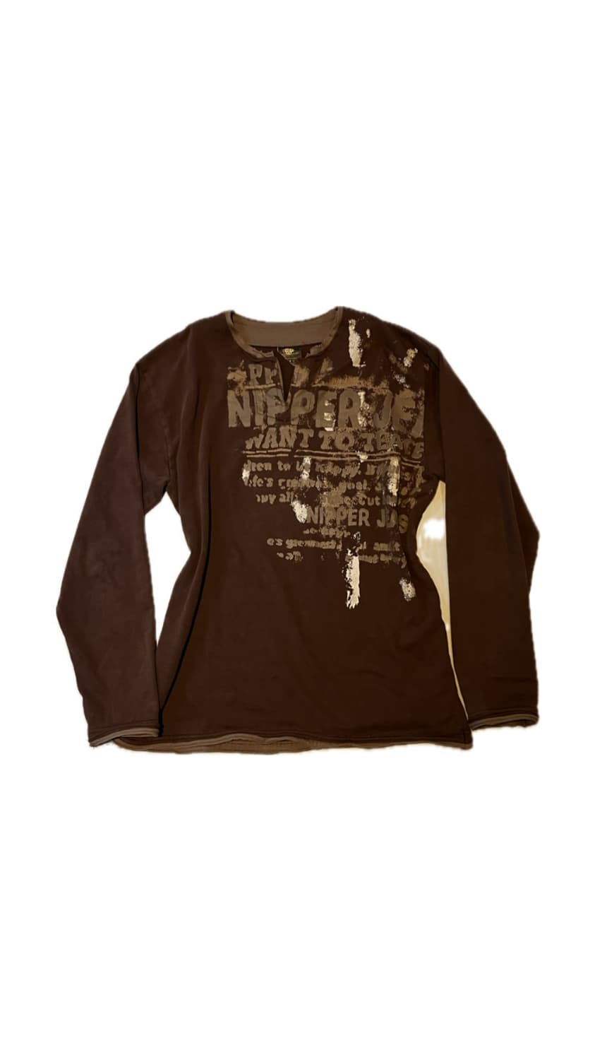 Y2K 브라운 레이어드 롱슬리브 상품이미지1