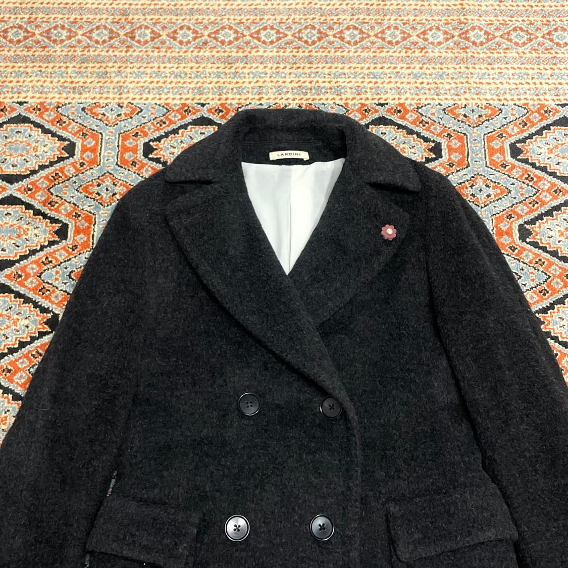 이태리 라르디니 차콜 더블 알파카 혼방 울 롱코트 여성S 상품이미지2