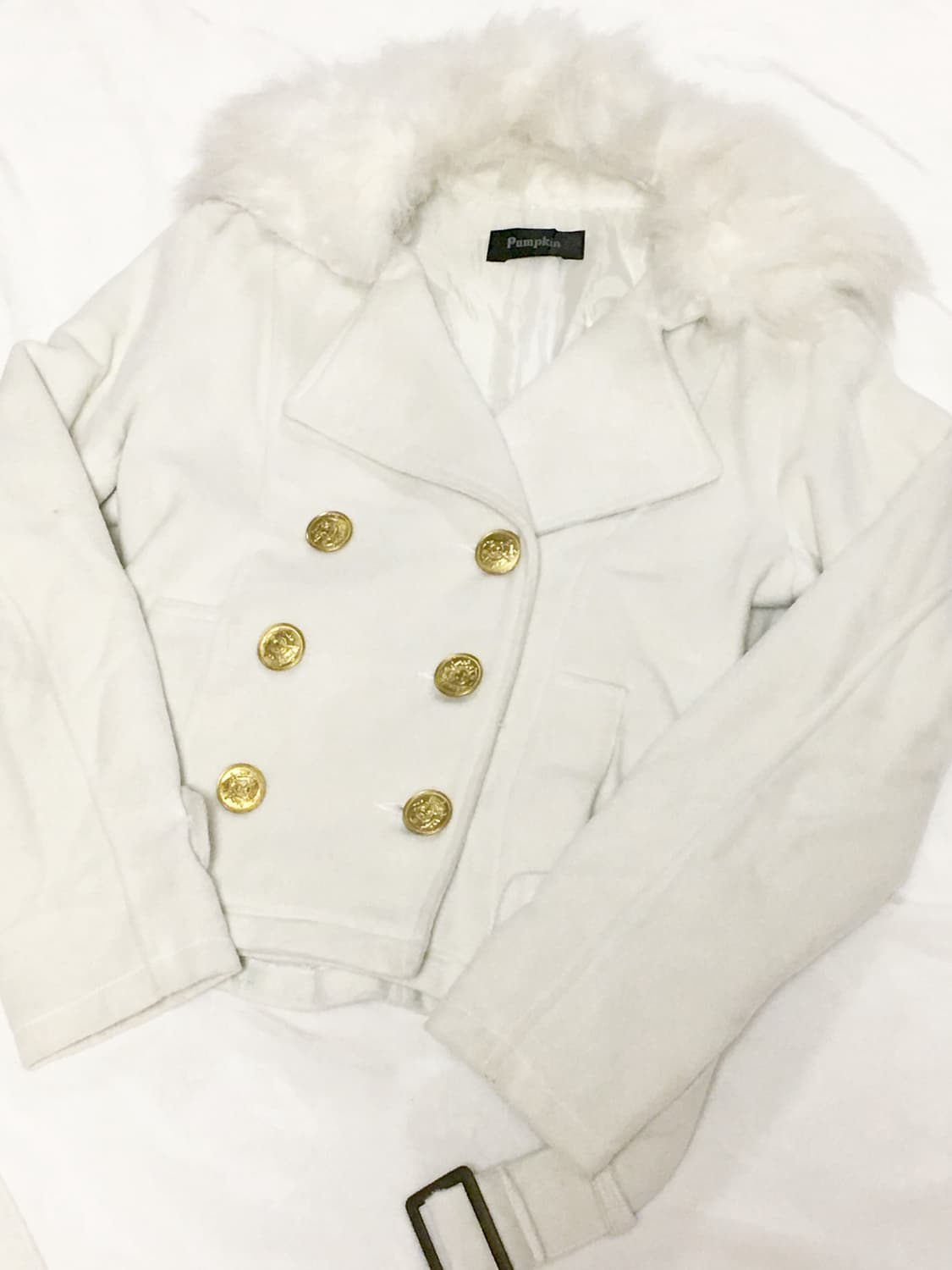 아이보리 더블버튼 숏 코트 오네갸루 y2k 상품이미지1