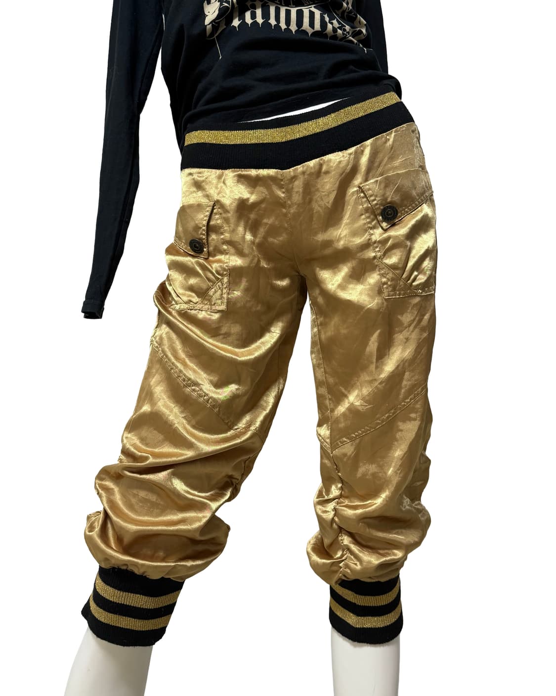 Y2k 빈티지 골드새틴 카고 조거팬츠 상품이미지3