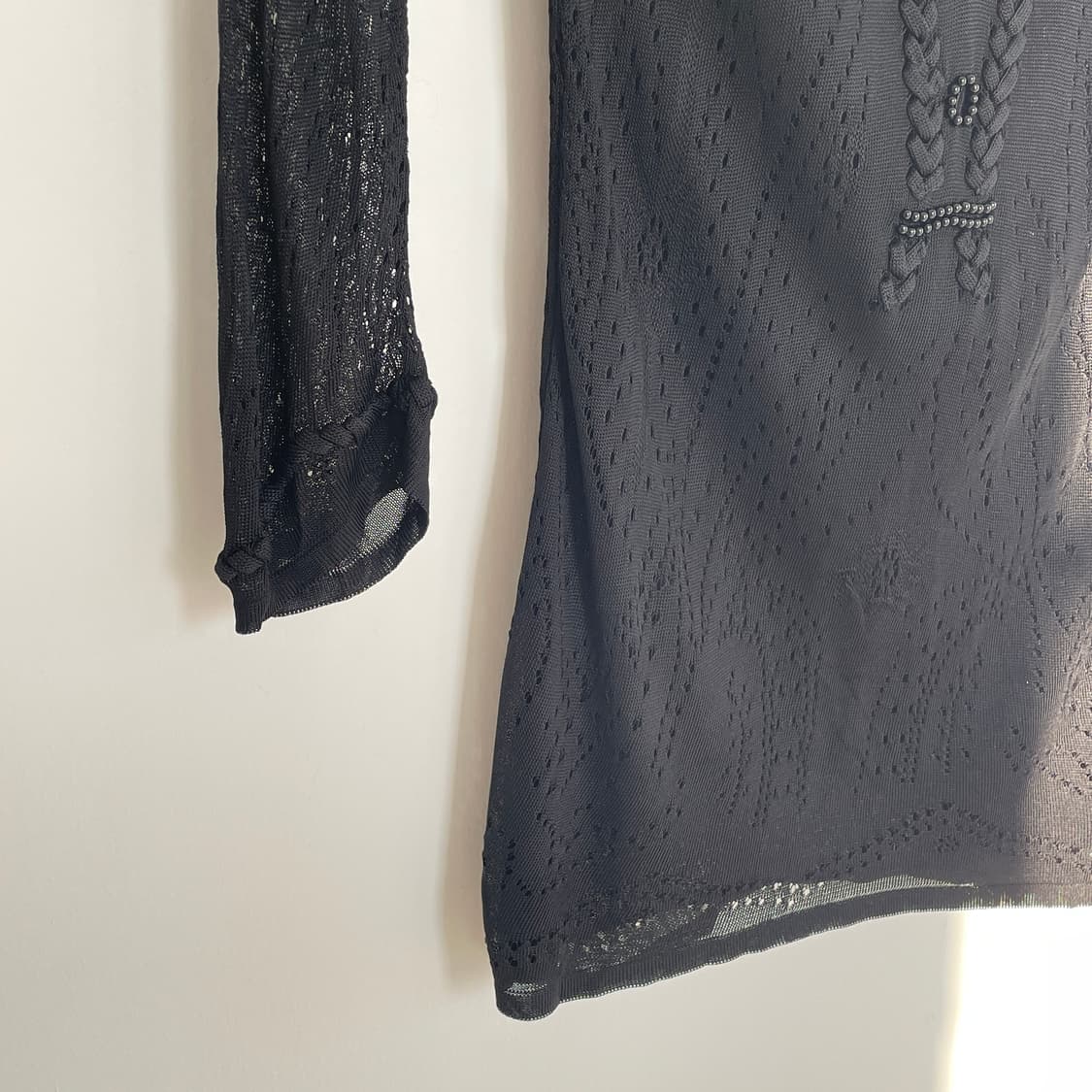 크리스찬 디올 펀칭&비즈 브레이드 트리밍 디자인 시스루 티셔츠 상품이미지4