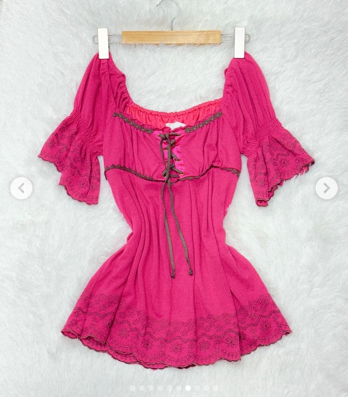 리즈리사 히메갸루 히메카지 핑크 블라우스 롱슬리브리스 로걀탑튜닉빈티지핀터 상품이미지1