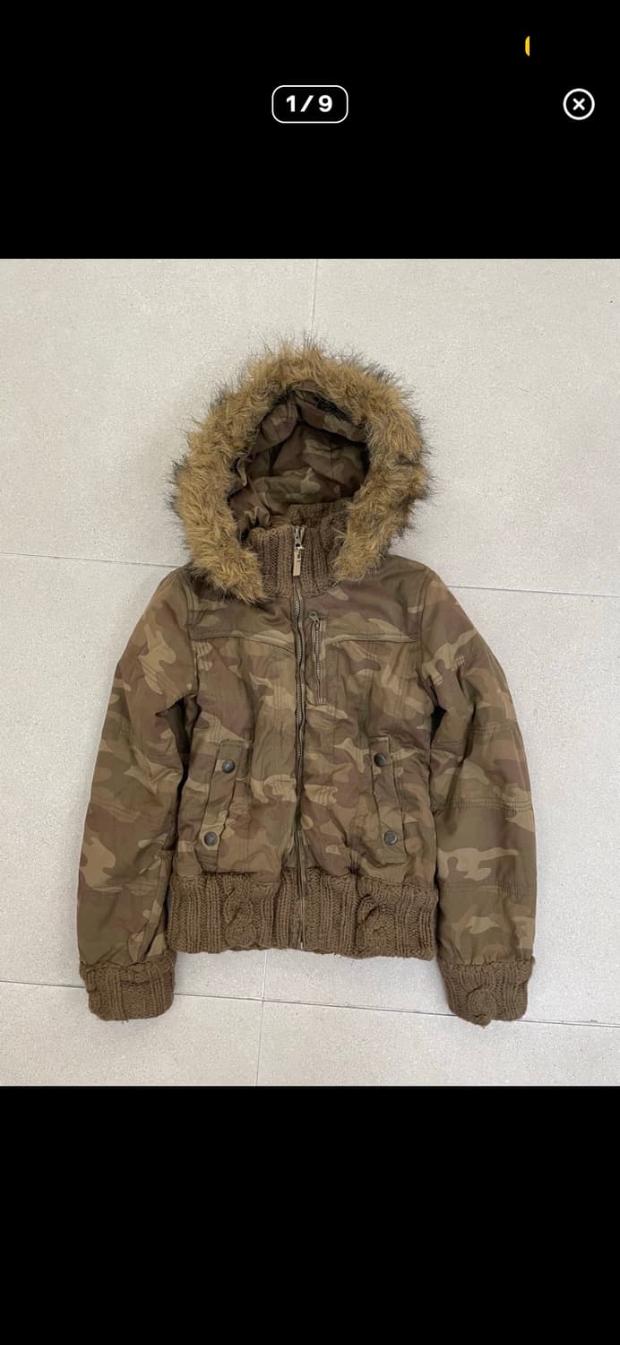 카모 퍼 숏 아우터 패딩 갸루 y2k 상품이미지1