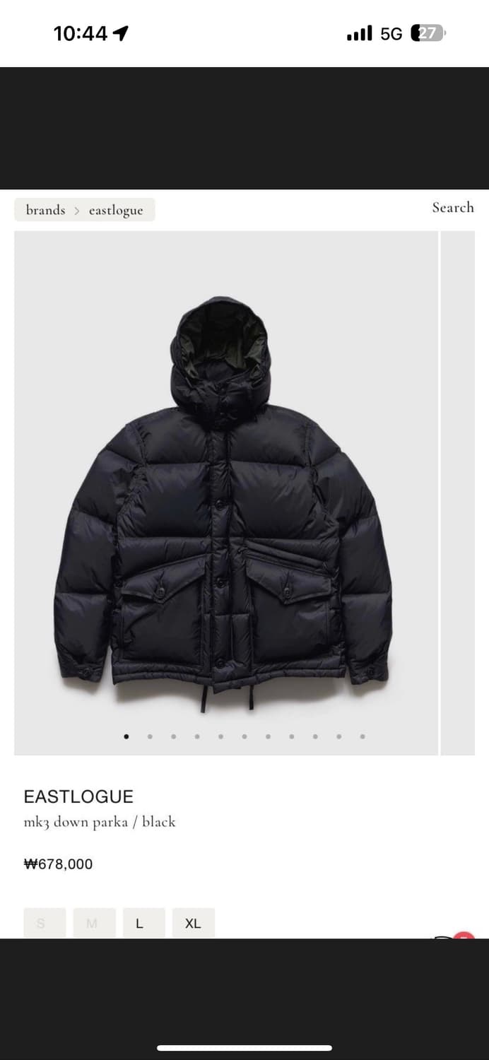 이스트로그 mk3 다운 패딩 블랙 L 상품이미지1