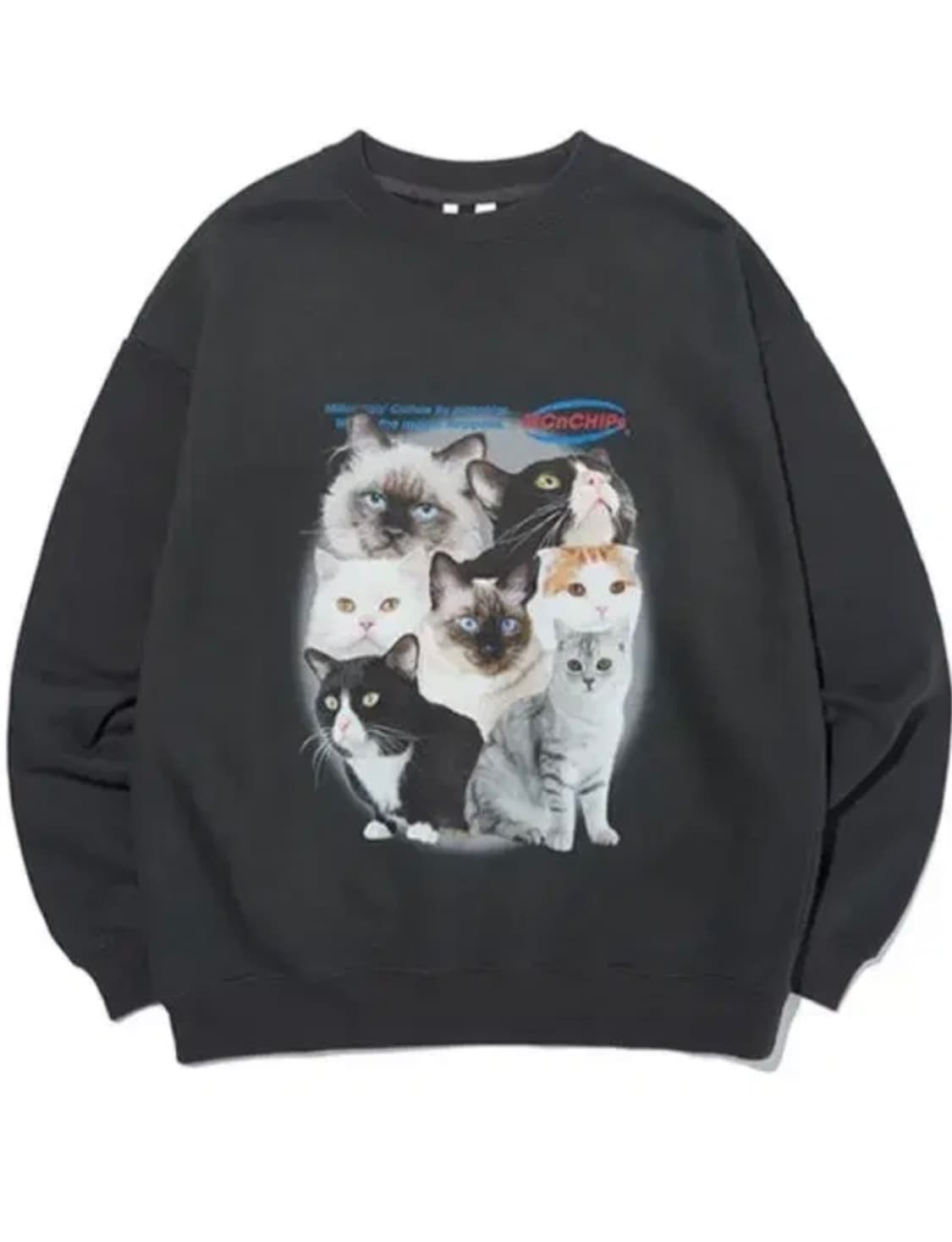 맥앤칩스 고양이 맨투맨 (챠콜) 상품이미지1