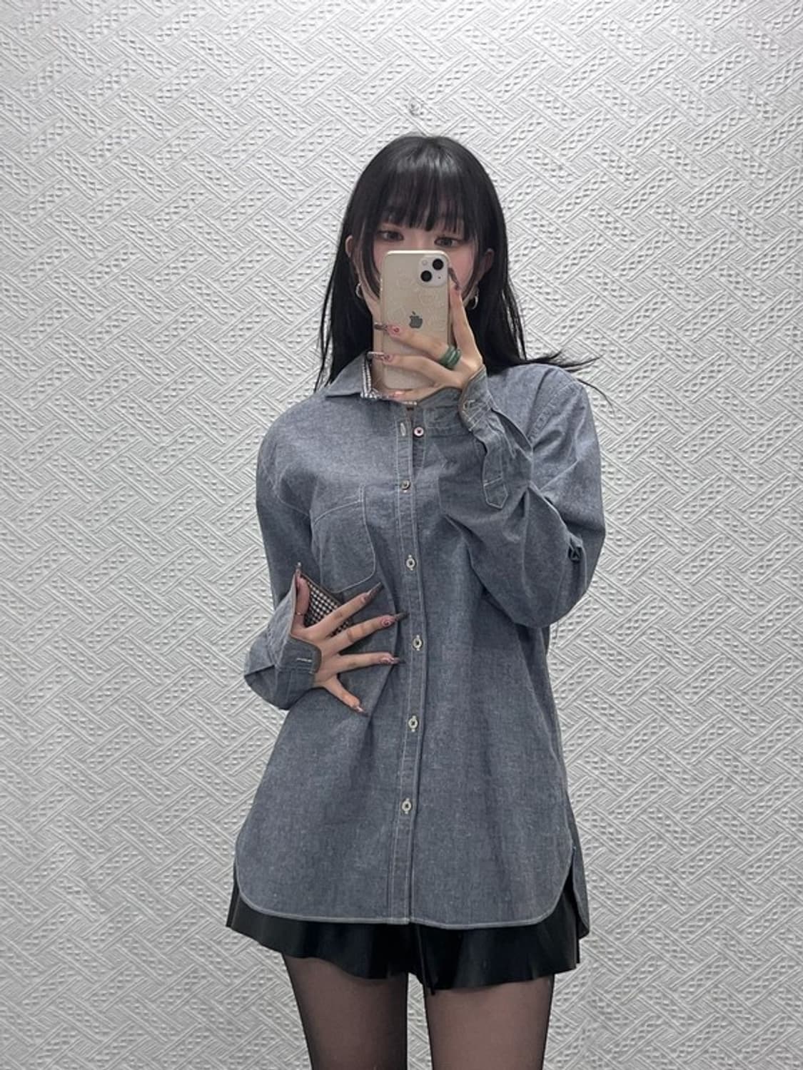 빔즈 빈티지 컨트리 캐주얼 모던 키치 자카드 셔츠 L C11991 상품이미지2