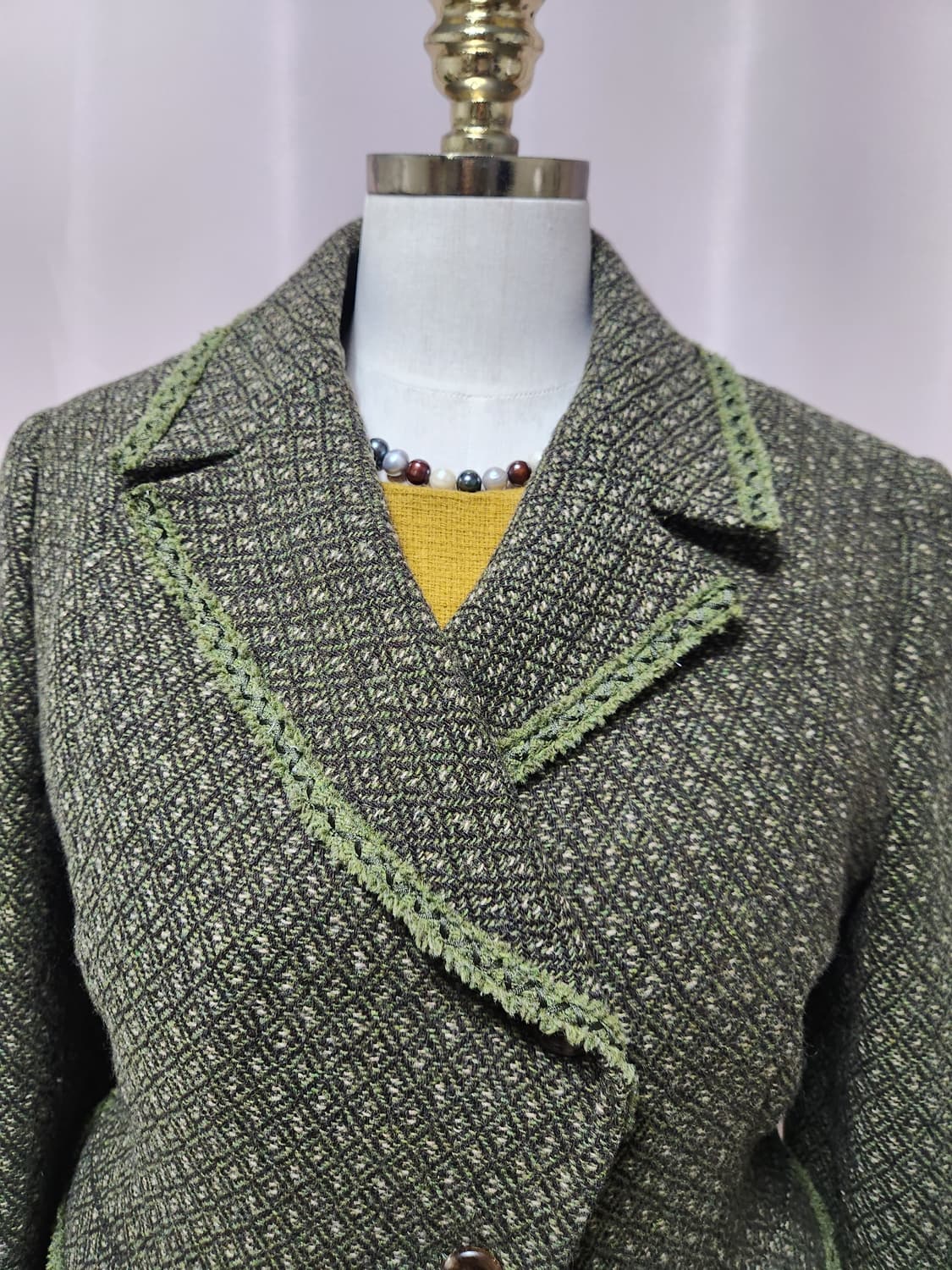 엘르 그린 패턴 크로셰 디테일 자켓 상품이미지4