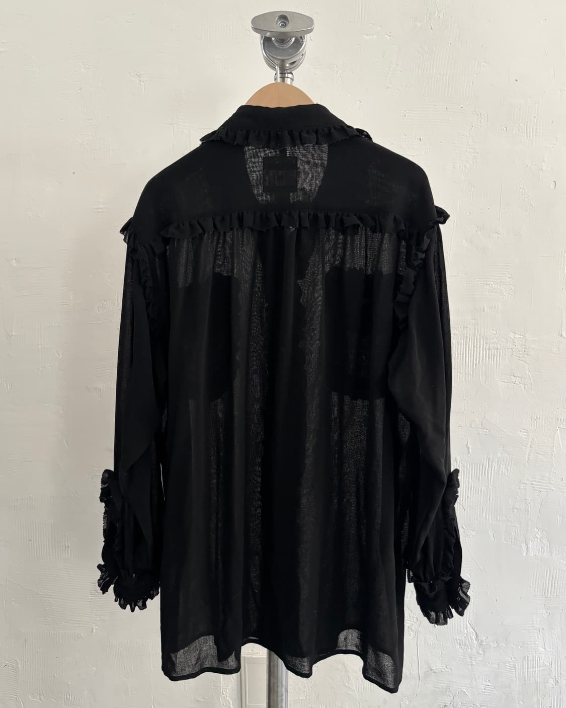 Moschino 모스키노 밀라노 블랙 러플 시어 블라우스 상품이미지7